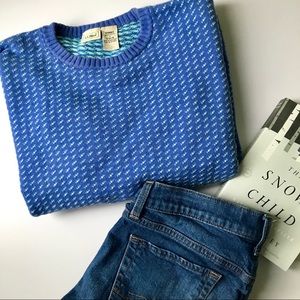 ☃️LLBean Blue Heart Sweater 100% Cotton Large